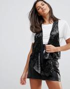 Millie Mackintosh Sequined Drapey Vest - Black