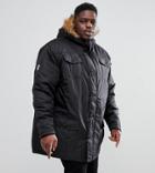 Loyalty And Faith Plus Parka Jacket With Faux Fur Trim Hood - Black