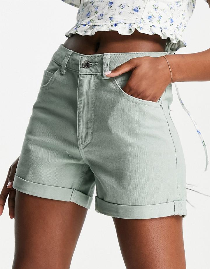 Vero Moda Denim Mom Shorts In Green