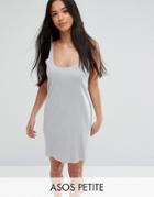 Asos Petite Ultimate Ribbed Mini Tank Dress With Raw Edge - Gray