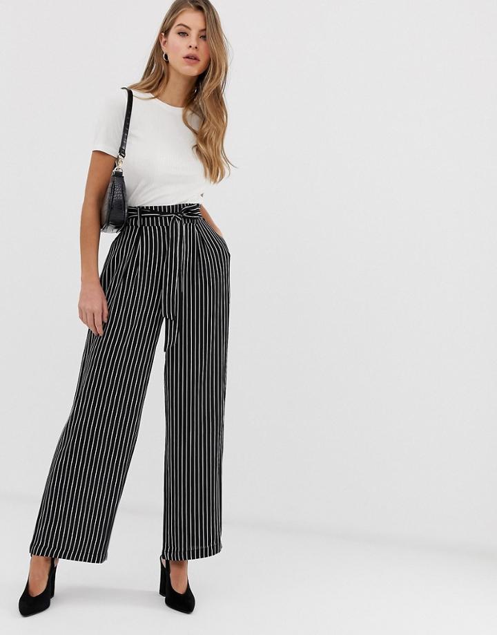 Qed London Stripe Belted Palazzo Pants-multi
