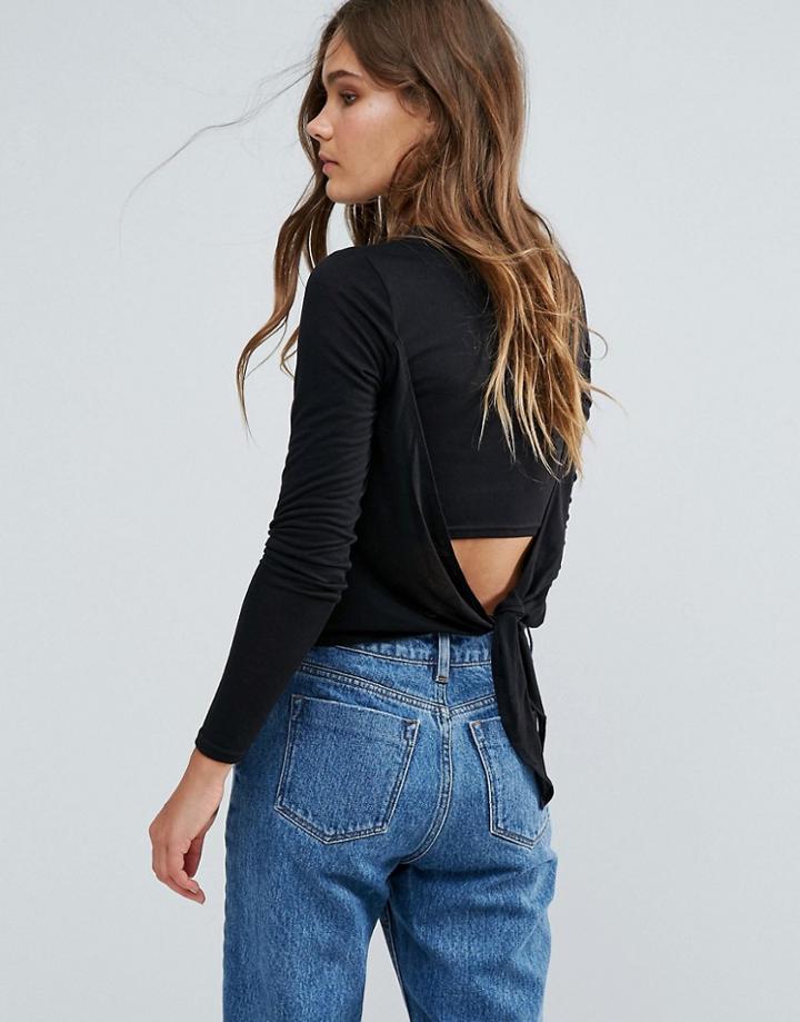 New Look Tie Back T-shirt - Black