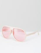Asos Oversized Pink Frame & Lens Aviator Sunglasses - Pink