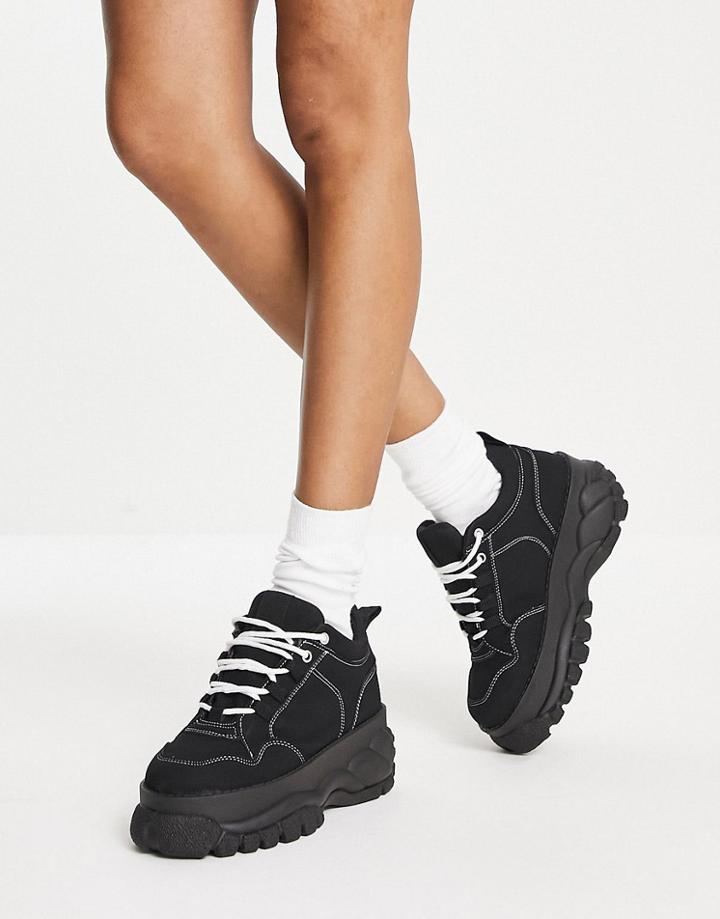 Asos Design Defy Chunky Flatform Sneakers In Black
