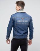Good For Nothing Muscle Denim Jacket In Blue With Fleece Lining - Blue