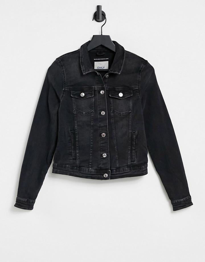 Only Life Denim Jacket In Black Denim