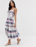 Y.a.s Tie Shoulder Check Midi Dress-multi