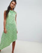 Asos Design Ditsy Print Midi Dress With Button Detail-multi