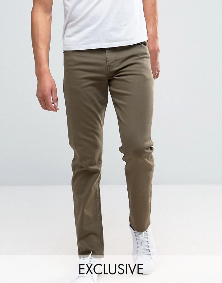 Noak Stretch Slim Jeans In Dark Khaki - Green