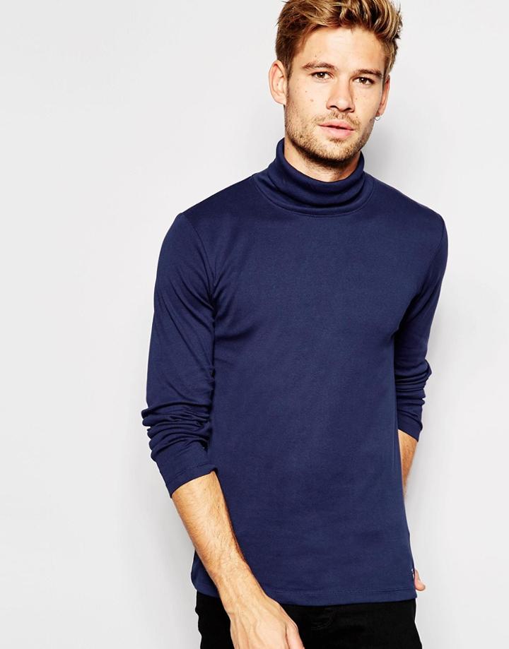 Esprit Long Sleeve Roll Neck Top - Navy