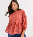 Asos Design Curve Long Batwing Sleeve Top In Textured Fabric
