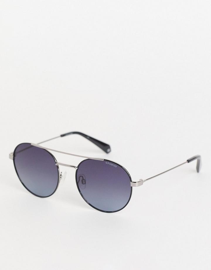 Polaroid Round Lens Unisex Sunglasses-silver