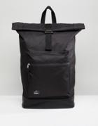 Asos Rolltop Backpack In Black With Faux Leather Base - Black