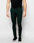 Asos Super Skinny Smart Pants In Mini Check In Green - Green