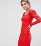 Tfnc Lace Midi Dress-red