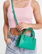 Topshop Mini Leather Grab Bag In Green