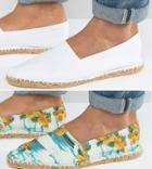 Asos Canvas Espadrilles In White And Hawaiian Floral 2 Pack Save - Multi