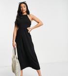 Asos Design Petite Halter Maxi Dress With Open Back In Black