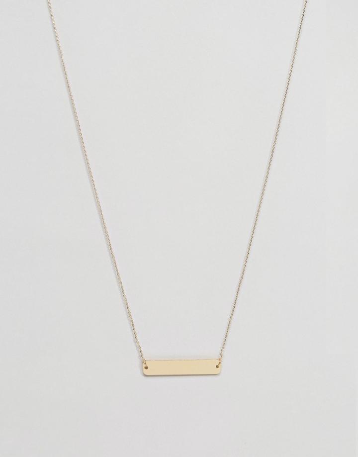 Asos Brass Plated Smooth Bar Necklace - Gold