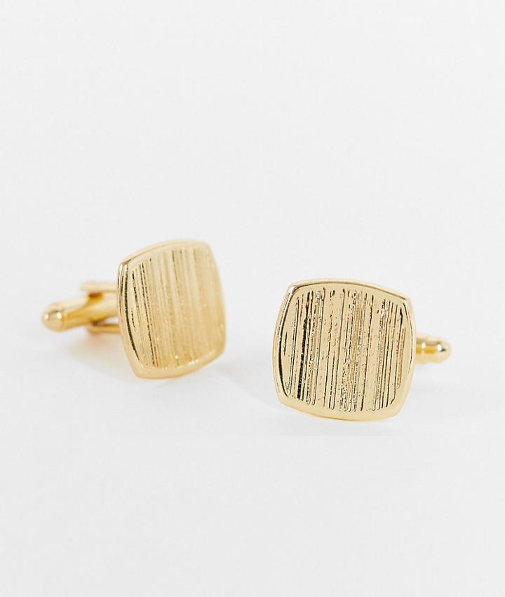 Asos Design Bevelled Cufflinks In Gold Tone