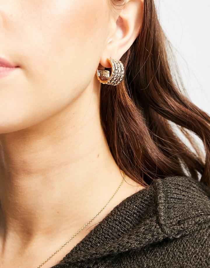 Aldo Meria Chunky Hammered Hoop Earrings On Gold