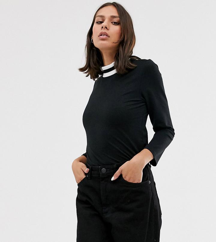 Monki High Neck Top With Contrast Ringer