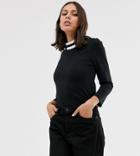 Monki High Neck Top With Contrast Ringer