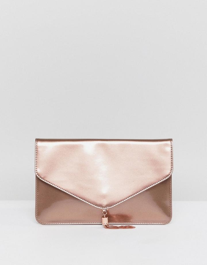 Asos Metallic Tassel Clutch Bag - Copper