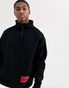 Hugo Daipeh Half Zip Logo Sweat In Black