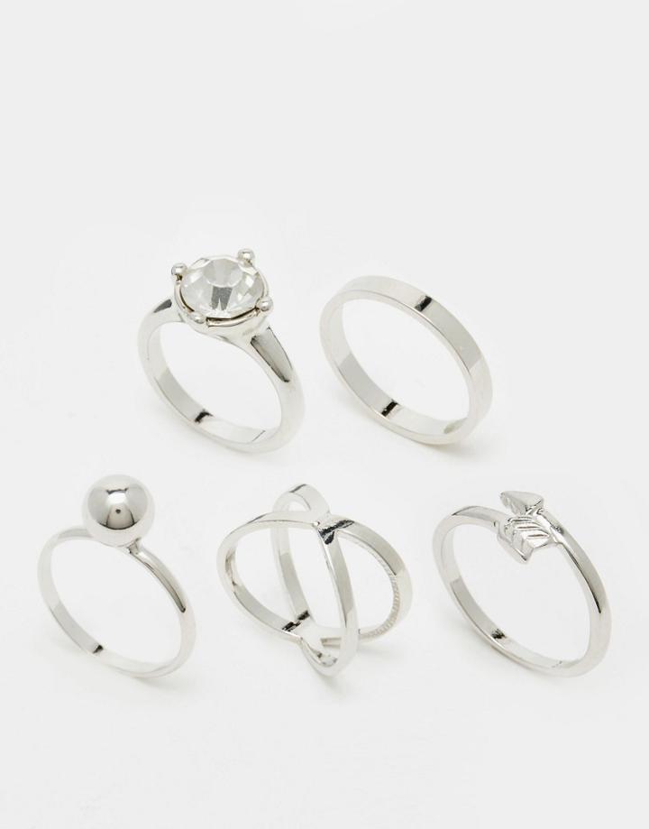 Monki Assorted Ring Back - Silver