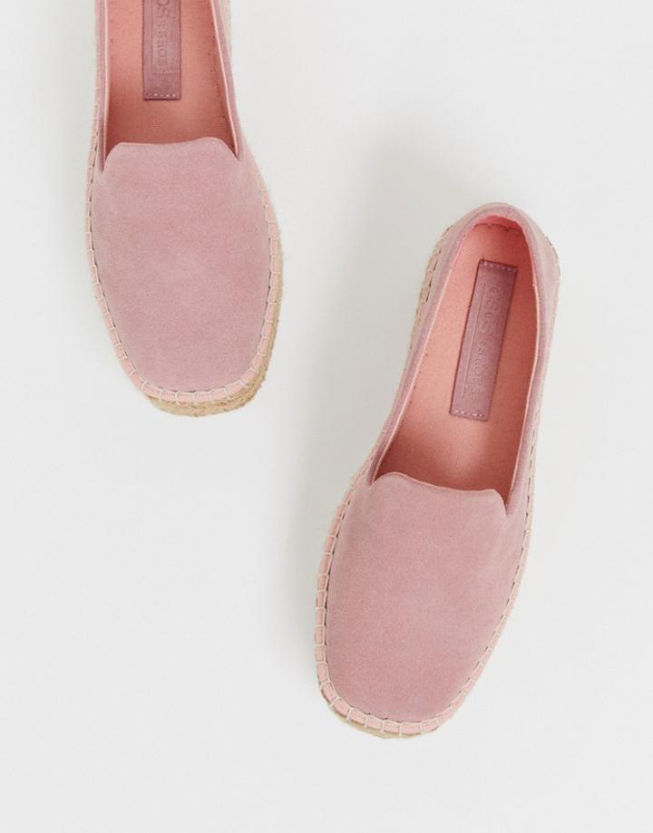 Asos Design Jenna Suede Flatform Espadrilles-pink