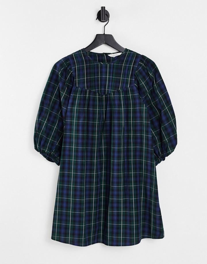& Other Stories Organic Cotton Check Print Mini Dress In Multi
