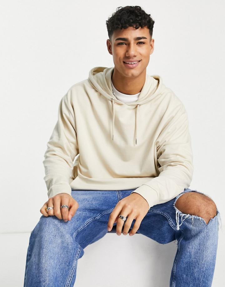 Asos Design Lightweight Oversized Hoodie In Beige - Beige-neutral
