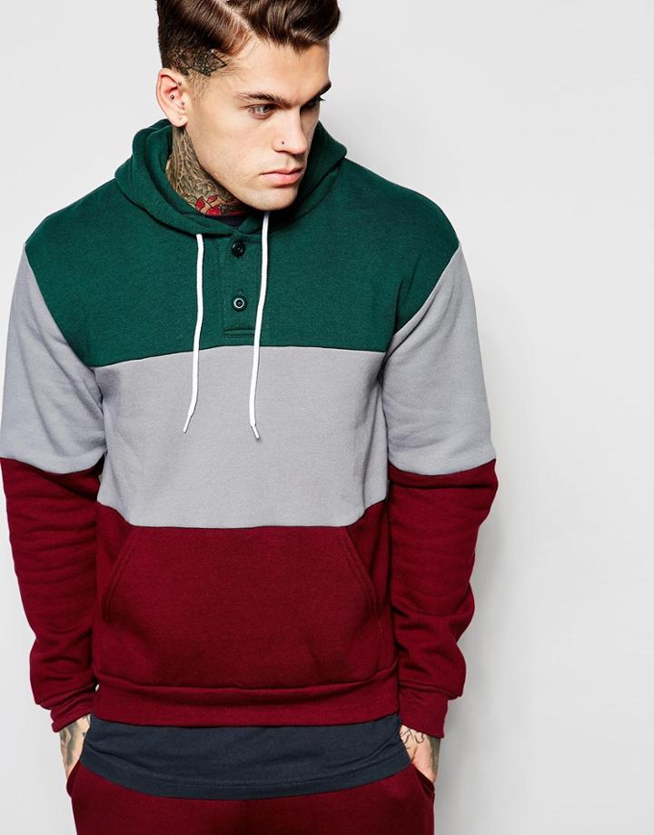 American Apparel Color Block Hoodie - Yorkshire Red