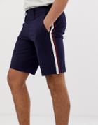 Only & Sons Smart Shorts With Leg Stripe - Navy