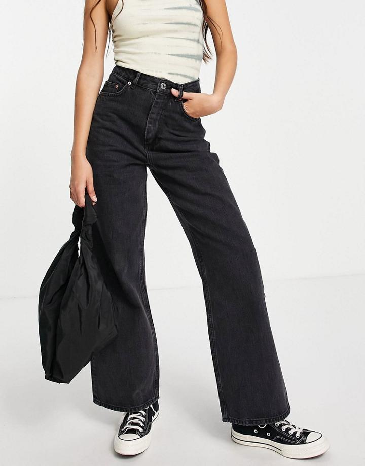 Asos Design High Rise 'relaxed' Dad Jeans In Washed Black