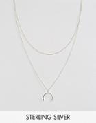 Asos Sterling Silver Open Shapes Multirow Necklace - Silver
