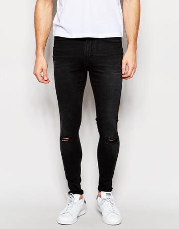 Waven Jeans Royd Extreme Super Skinny Fit Mid Rise Knee Rips Vintage Black - Vintage Black