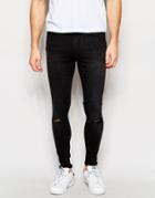Waven Jeans Royd Extreme Super Skinny Fit Mid Rise Knee Rips Vintage Black - Vintage Black