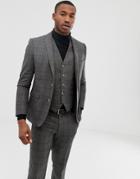 Harry Brown Gray Check Slim Fit Suit Jacket - Gray