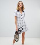 Reclaimed Vintage Inspired Mini Tea Dress In 90s Check Print - White