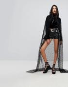 Leg Avenue Halloween Web Lace Hooded Cape - Black