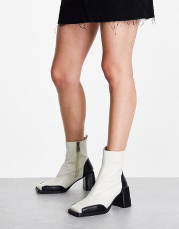 Asra Harper Mid Heel Boots In Ecru-white