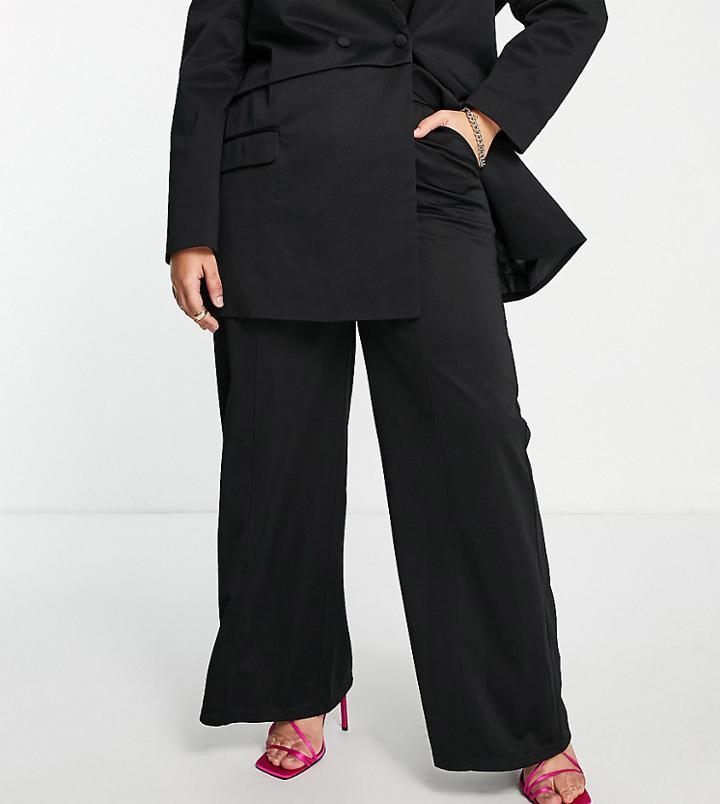 Extro & Vert Plus Slouchy Wide Leg Pants In Black