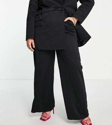 Extro & Vert Plus Slouchy Wide Leg Pants In Black