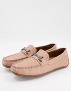 Silver Street Metal Trim Driving Shoes In Pink Leather-white