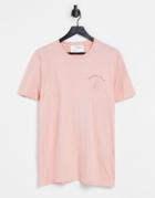 Selected Homme Organic Cotton T-shirt With Peace Out Print In Pink