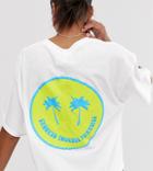 Crooked Tongues Oversized Cropped T-shirt With Palm Trees Print-white