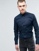 Hugo By Hugo Boss Efi Shirt Super Slim Fit Super Stretch In Navy - Navy