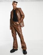 Reclaimed Vintage Inspired Leather Look Pants In Brown